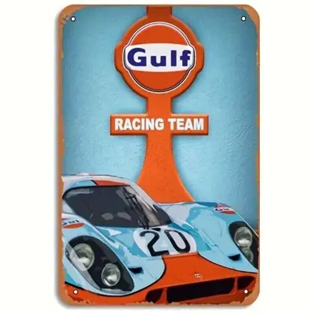 Gulf Racing Team Novelty Metal Sign 12" x 8" Wall Art Home & Garden:Home Décor:Plaques & Signs Style Your Walls